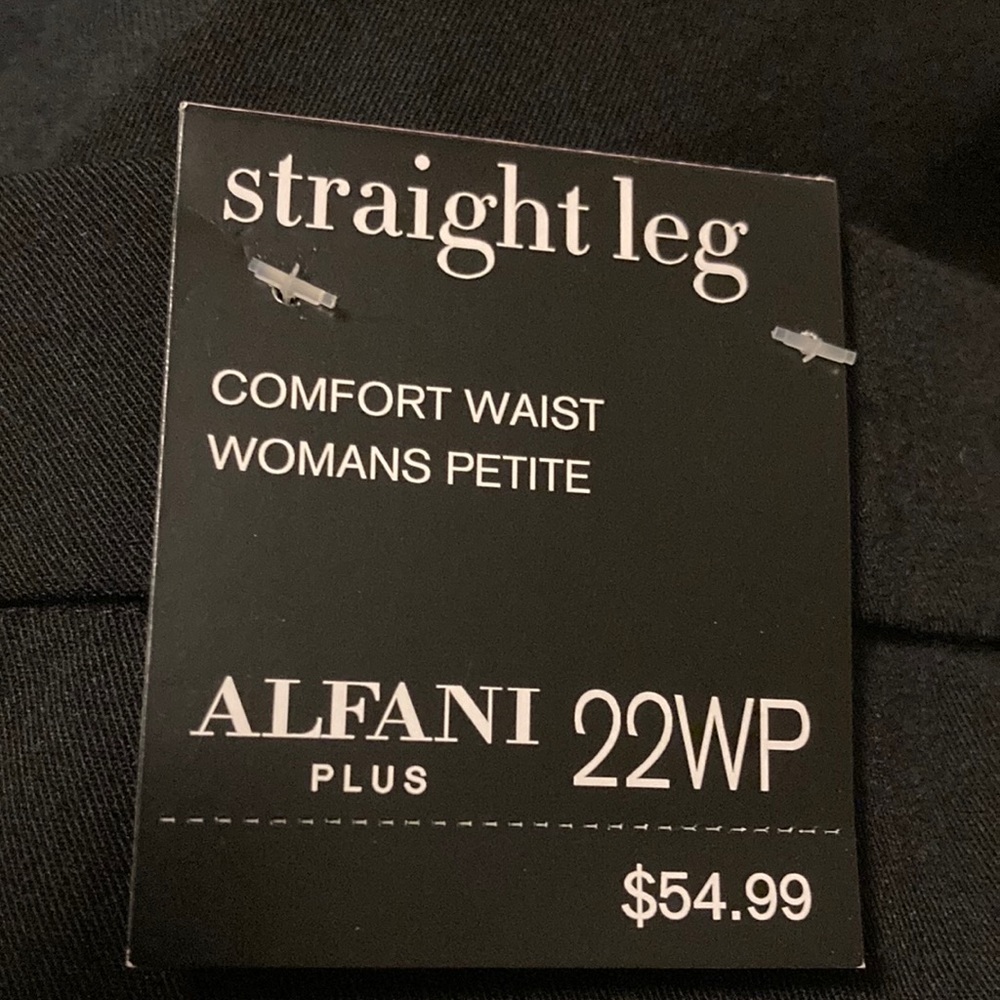 NWT Alfani Womens 20WP straight leg black trousers